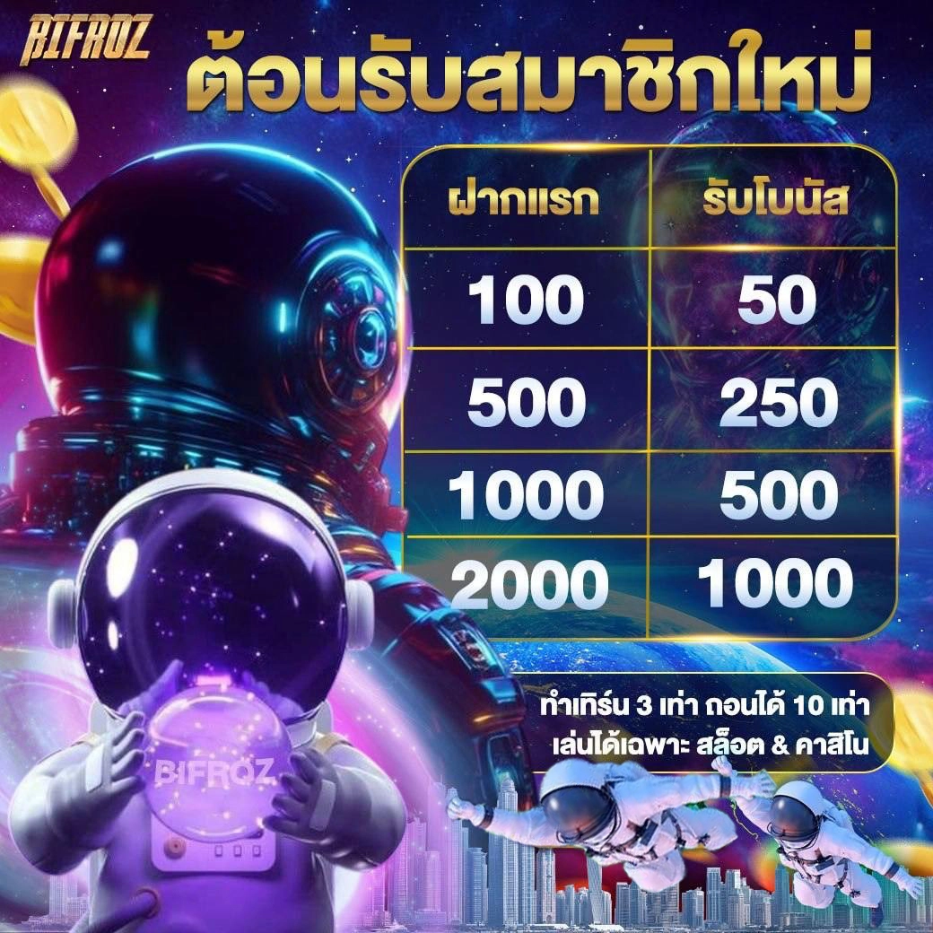 หลังสมัครสำเร็จยังมีโปรต้อนรับสำหรับสมาชิกใหม่ ช่วยเพิ่มเครดิตตั้งต้นให้มีทุนหมุน โดยทดลองเกมอ่านจังหวะและวางแผนปั่นได้แบบไม่กดดัน